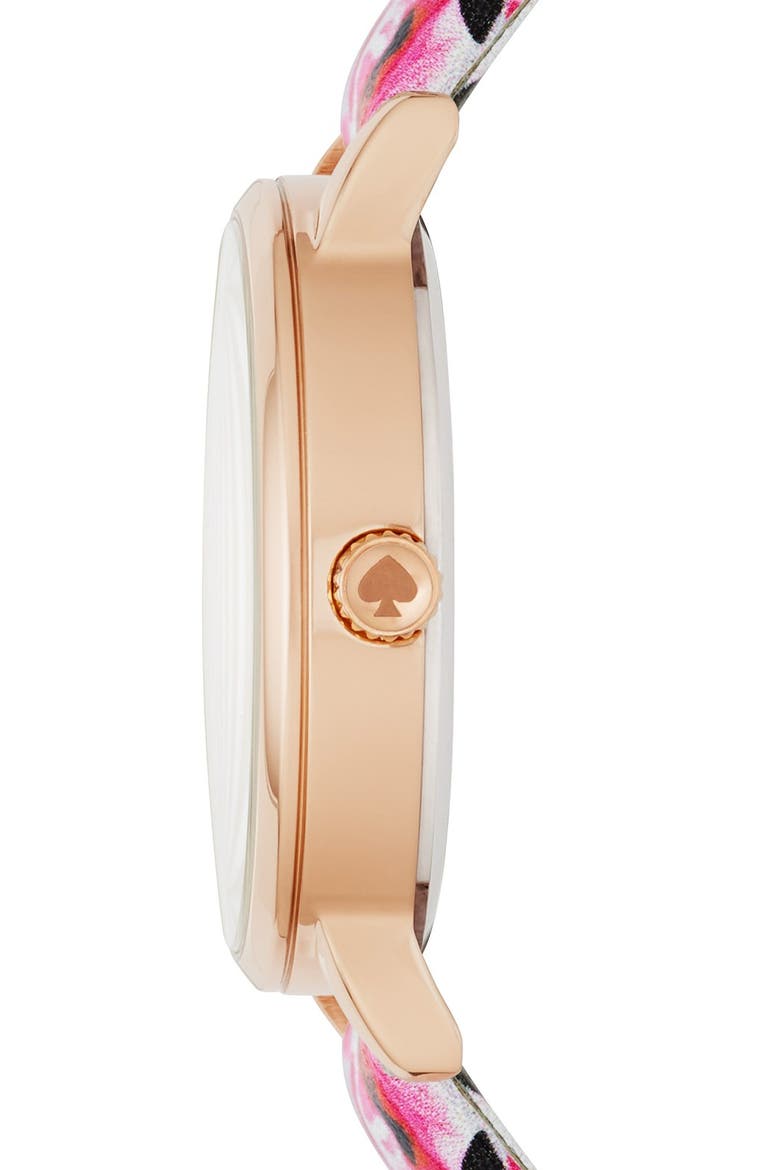 'metro' 34mm metro strap watch, Alternate, color, PINK FLORAL/ WHITE