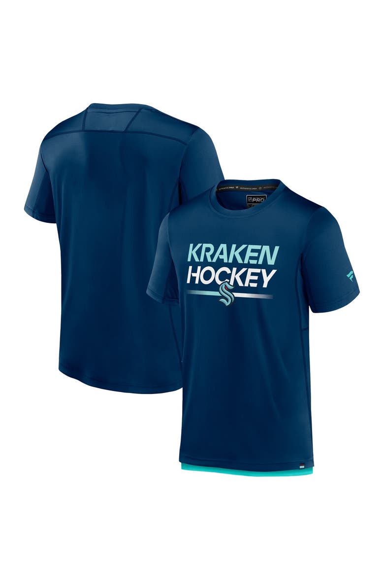 Men's Fanatics Branded  Deep Sea Blue Seattle Kraken Authentic Pro Tech T-Shirt, Alternate, color, Navy