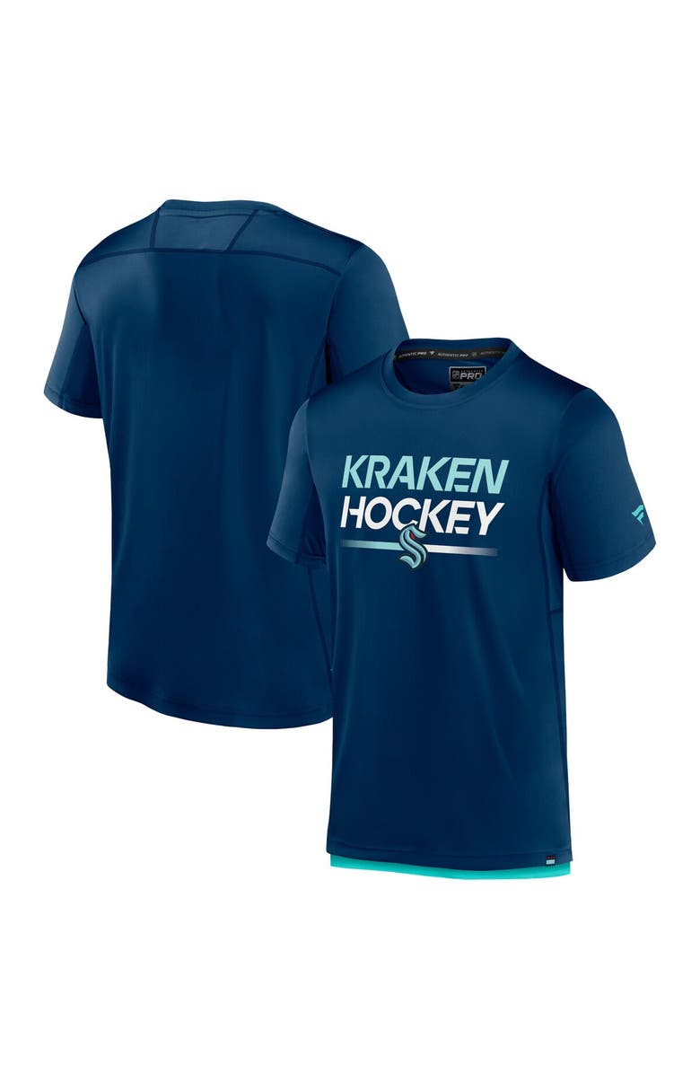 FANATICS Men's Fanatics Branded  Deep Sea Blue Seattle Kraken Authentic Pro Tech T-Shirt, Alternate, color, Navy