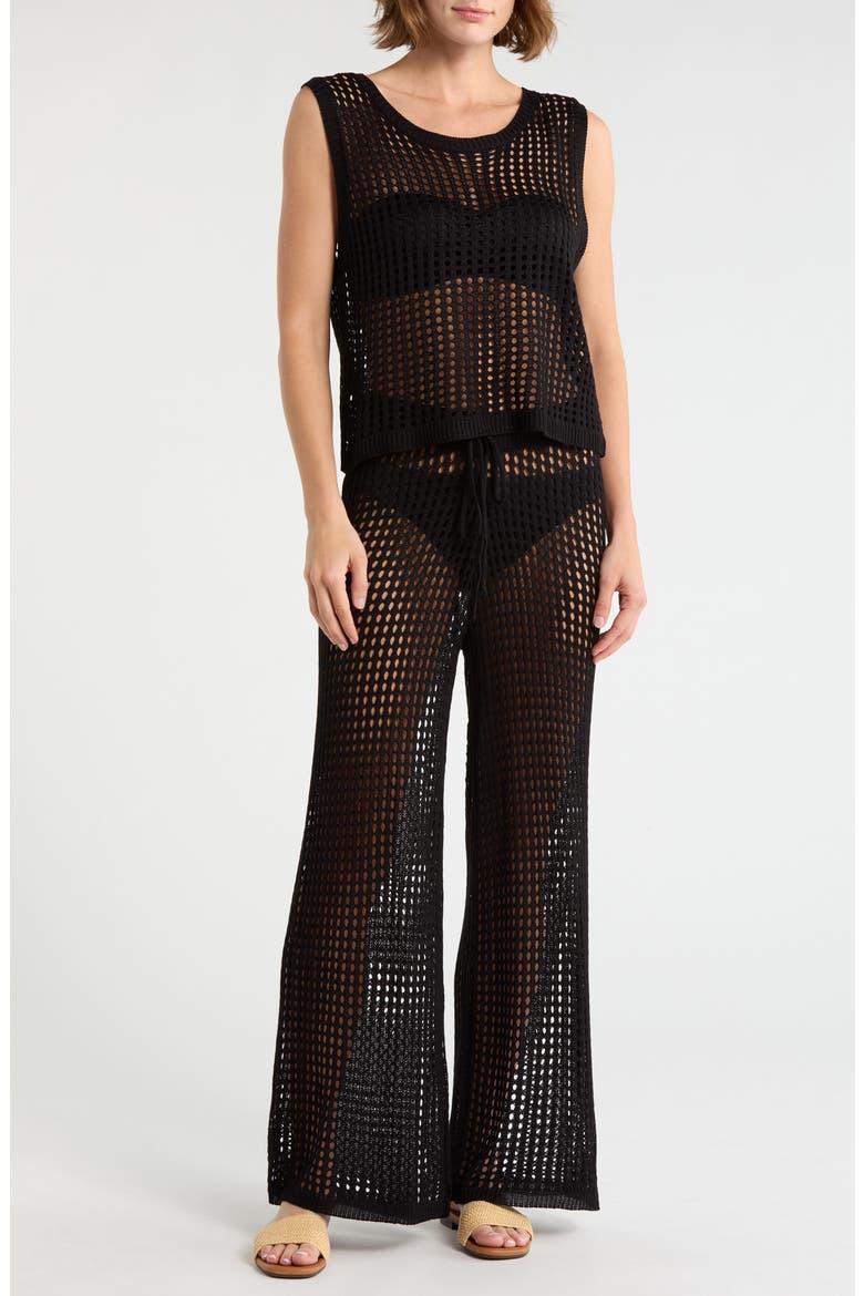 Open Knit Tank, Main, color, BLACK