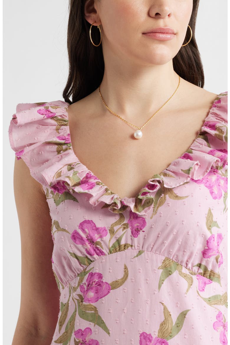 Ruffle Sleeve Tiered Midi Dress, Alternate, color, PINK POPPY PLAY