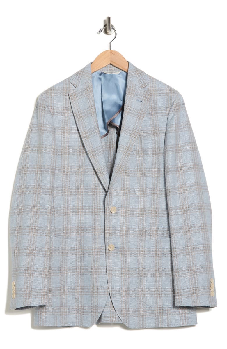 Jack Victor Hampton Plaid Wool & Linen Blend Sport Coat, Alternate, color, Light Blue