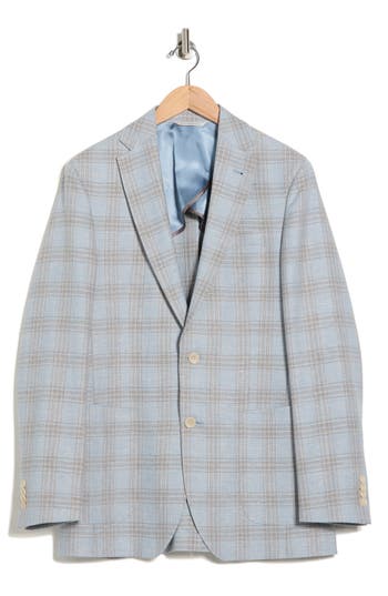 Jack Victor Hampton Plaid Wool & Linen Blend Sport Coat In Blue