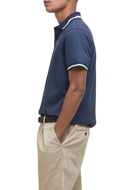 Shop Barbour Ferrybridge Lightweight Tipped Cotton Piqué Polo In Navy