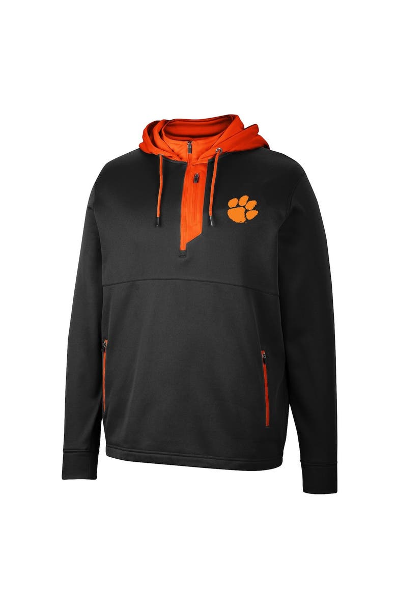 COLOSSEUM Men's Colosseum Black Clemson Tigers Luge 3.0 Quarter-Zip Hoodie, Alternate, color, 