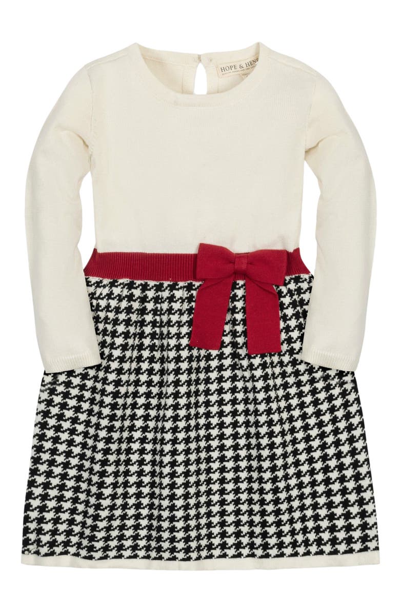 Hope & Henry Baby Girls' Organic Skater Sweater Dress with Bow, Infant, Main, color, 