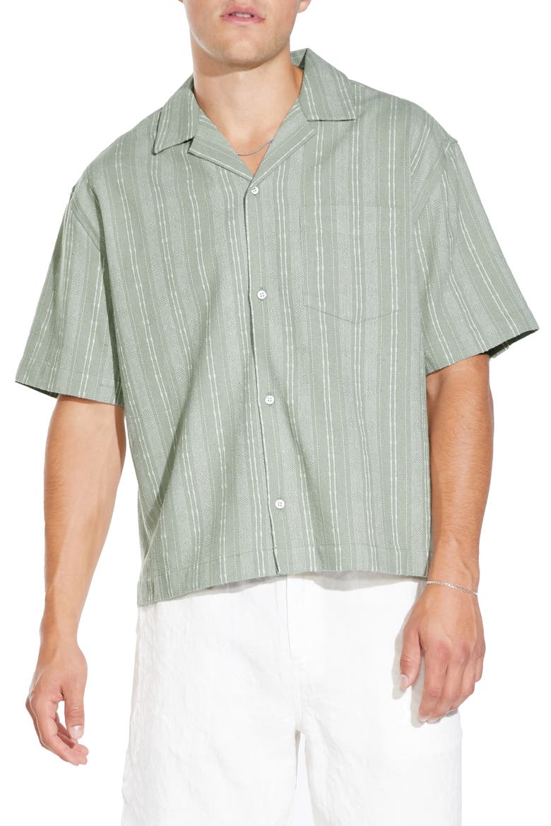 Buka Boxy Crop Camp Shirt, Main, color, DUSTY GREEN