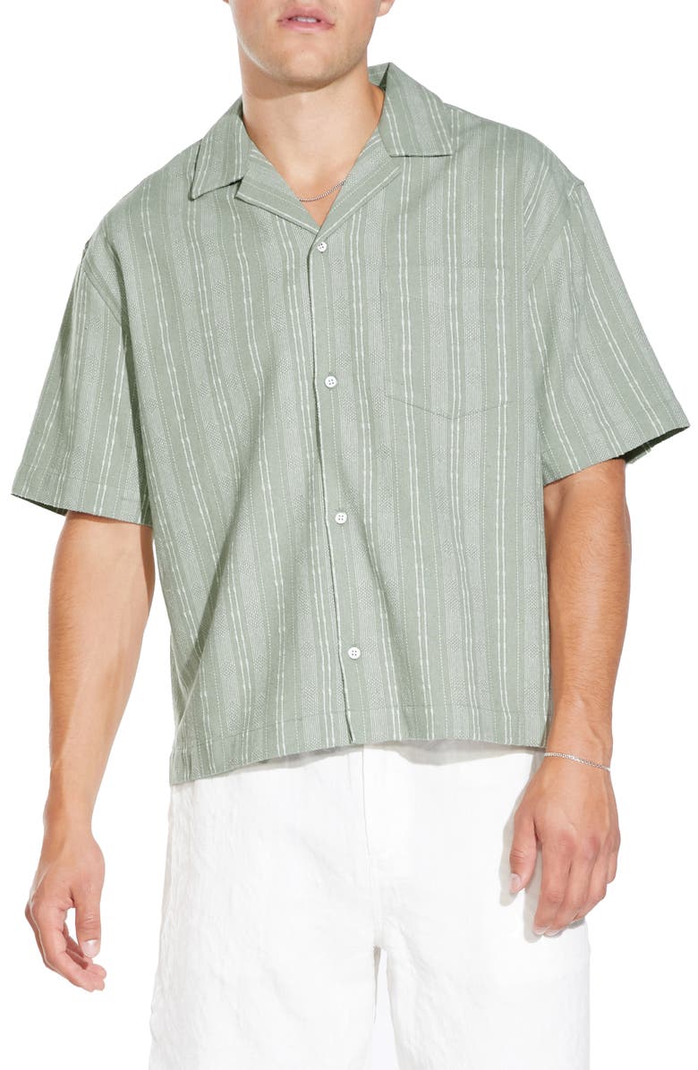 Civil Society Buka Boxy Crop Camp Shirt, Main, color, Dusty Green