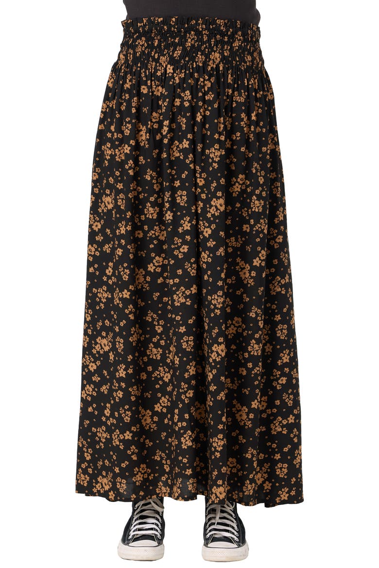 Piper Floral Maxi Skirt, Main, color, BLACK