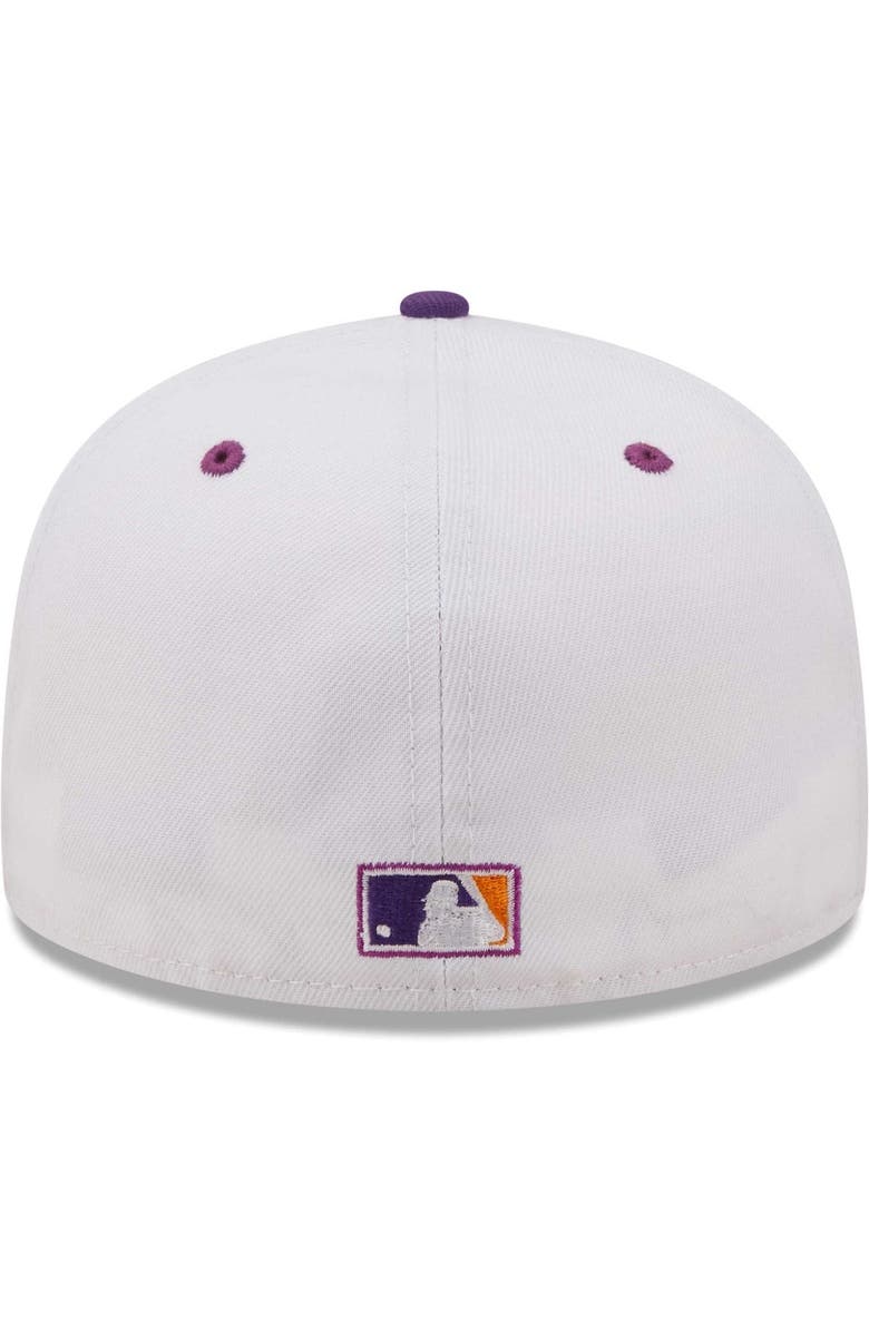 New Era Men's New Era White/Purple New York Mets 50th Anniversary Grape Lolli 59FIFTY Fitted Hat, Alternate, color, 