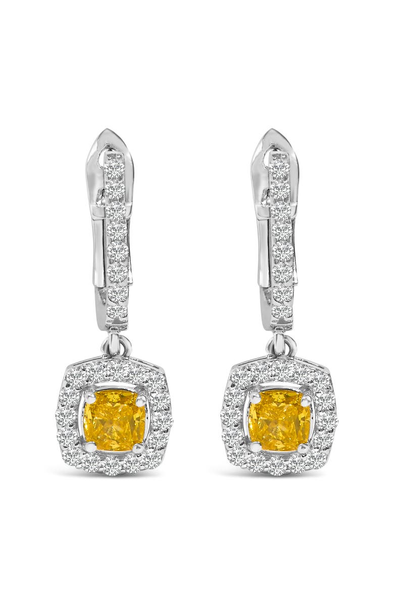Haus of Brilliance 14K White Gold 1 1/5 Cttw Yellow Lab Grown Diamond Halo Drop and Dangle Earrings, Main, color, White
