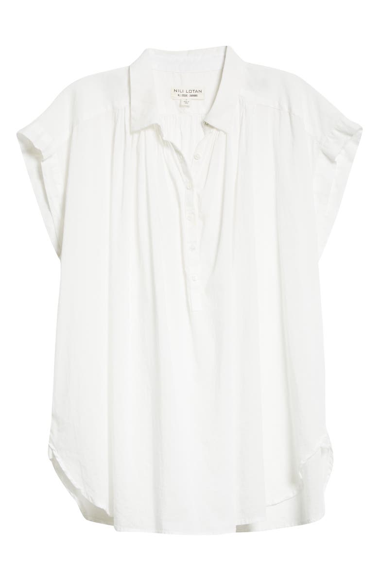 Nili Lotan Normandy Short Sleeve Cotton Blouse, Alternate, color, 