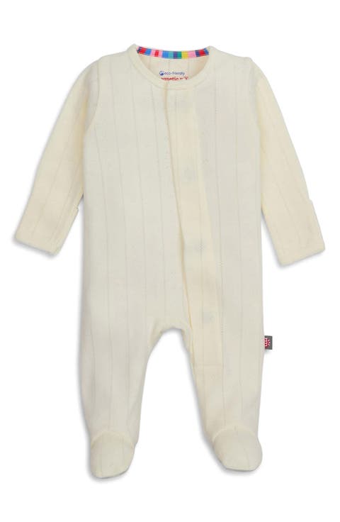Love Lines Pointelle Magnetic Organic Cotton Footie (Baby)