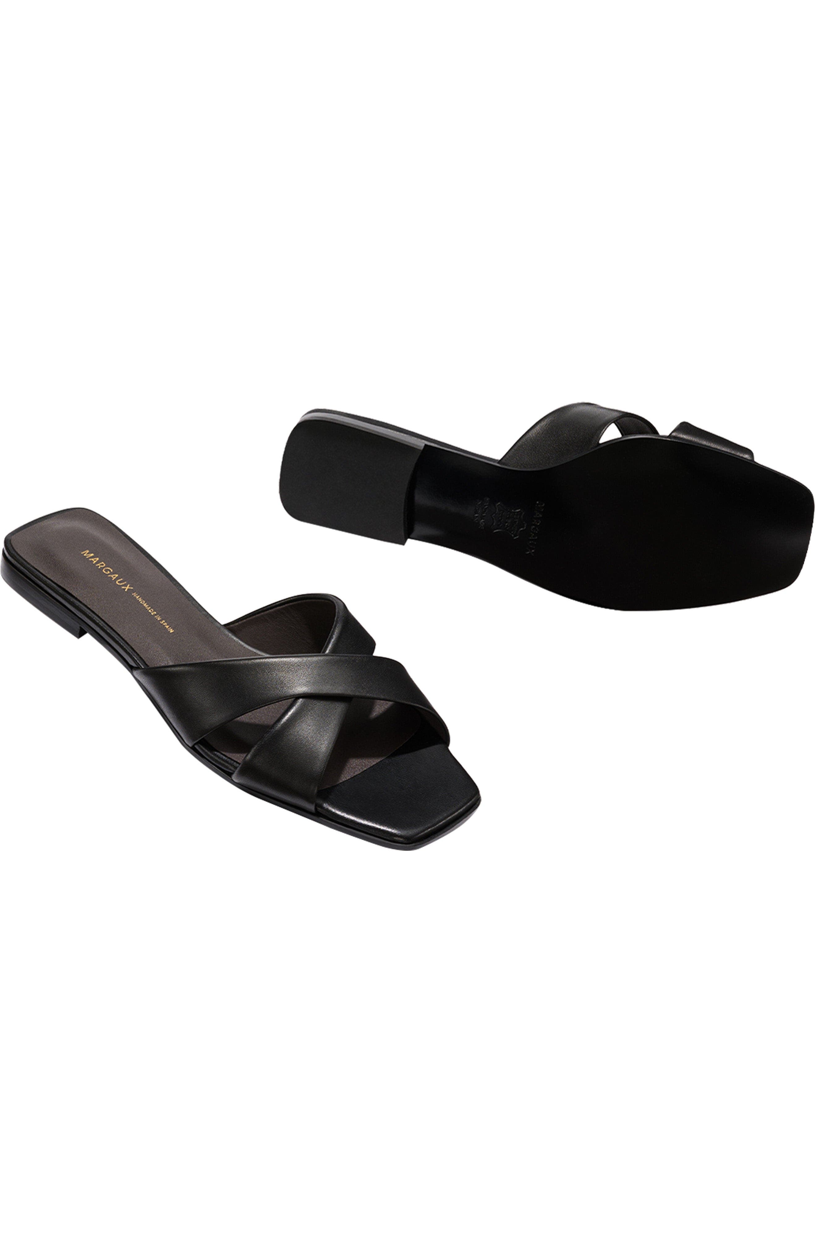 MARGAUX The Selene Flat Sandal, Alternate, color, Black Nappa