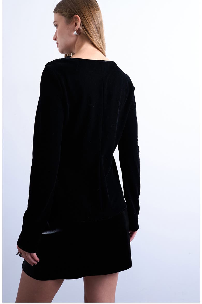 Cowl Neck Velvet Top, Alternate, color, BLACK