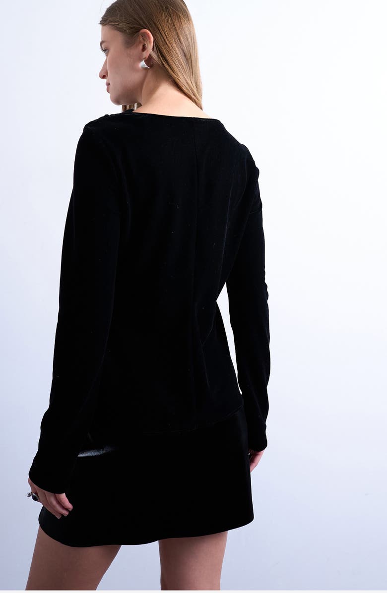 Topshop Cowl Neck Velvet Top, Alternate, color, Black