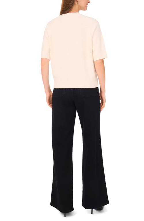 Vince Camuto Crewneck Short Sleeve Sweater In Neutral