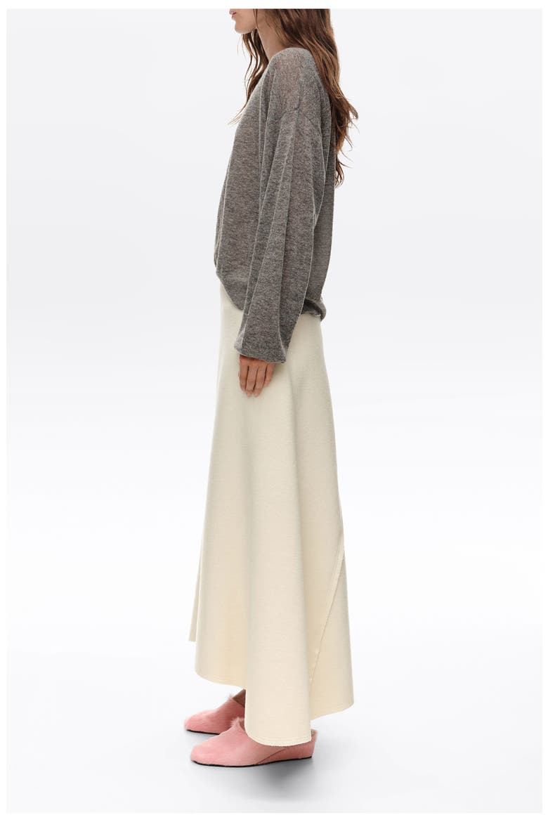 Double-Face Wool A-Line Skirt, Alternate, color, IVORY