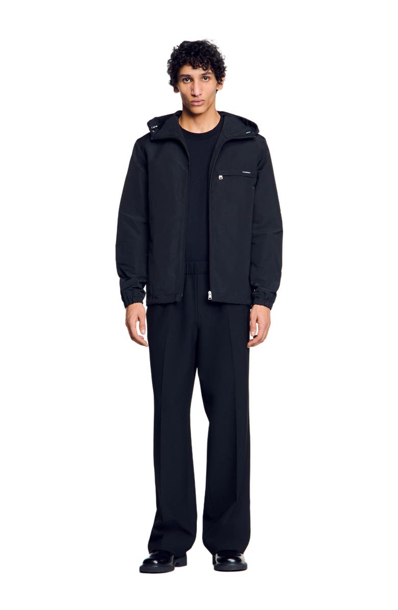 SANDRO Nylon windbreaker, Main, color, Black