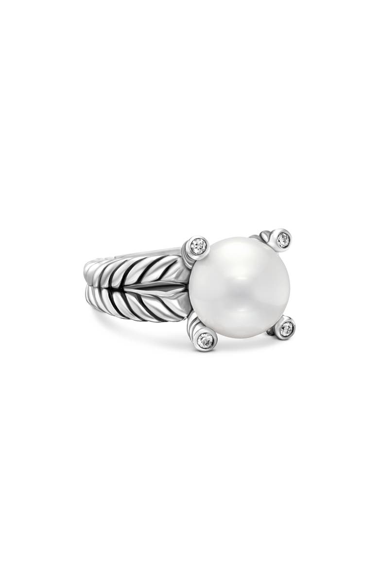 David Yurman Cable Pearl Ring with Diamonds, Alternate, color,