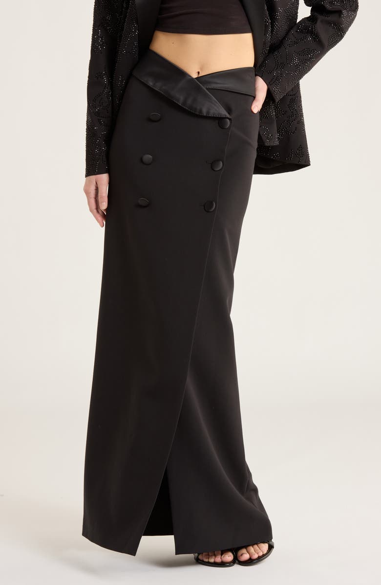 L'AGENCE Diara Tuxedo Maxi Skirt, Main, color, Black