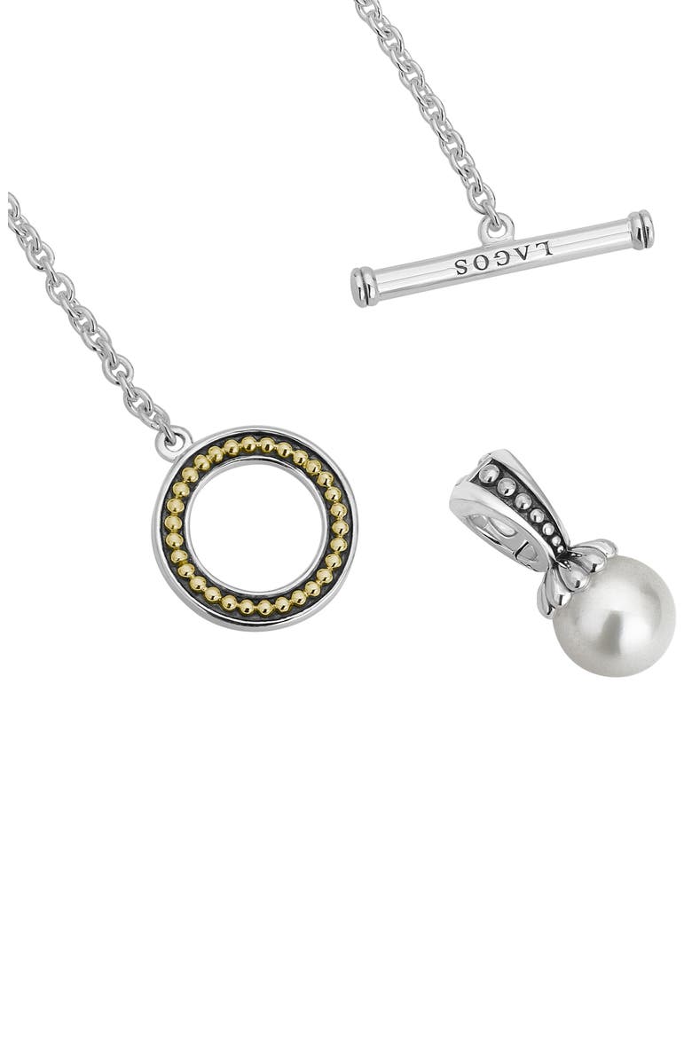 Luna Pearl Toggle Pendant Necklace, Alternate, color, SILVER/ PEARL