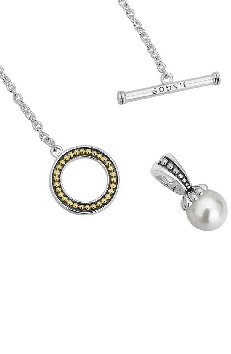 LAGOS Luna Pearl Toggle Pendant Necklace, Alternate, color, Silver/ Pearl