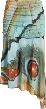 Feners Festa Print Asymmetric Hem Midi Skirt