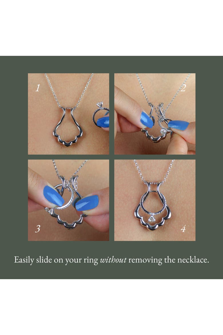 Scallop Ring Holder Necklace, Sterling Silver Wedding Ring Keeper, Necklace Jewelry, Gender Inclusive, Alternate, color, Silver