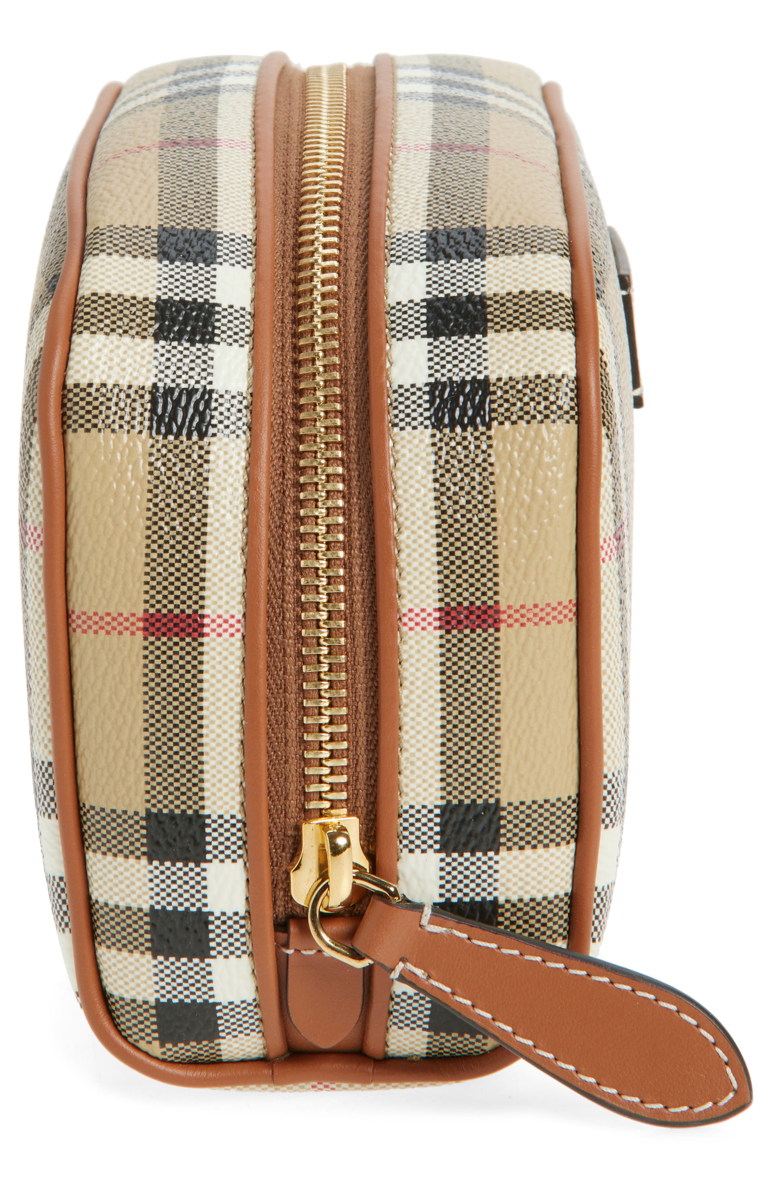 Burberry Medium Check Coated Canvas Cosmetics Pouch, Alternate, color, 