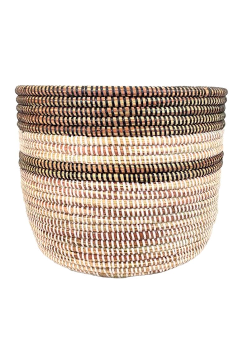 Black and White Stripe Basket, Main, color, Brown Black White Stripe