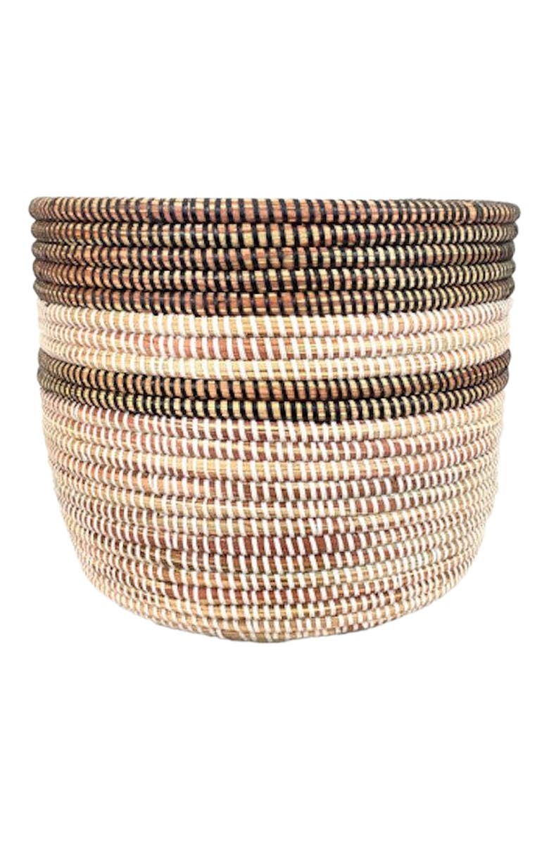 Mbare Black and White Stripe Basket, Main, color, Brown Black White Stripe