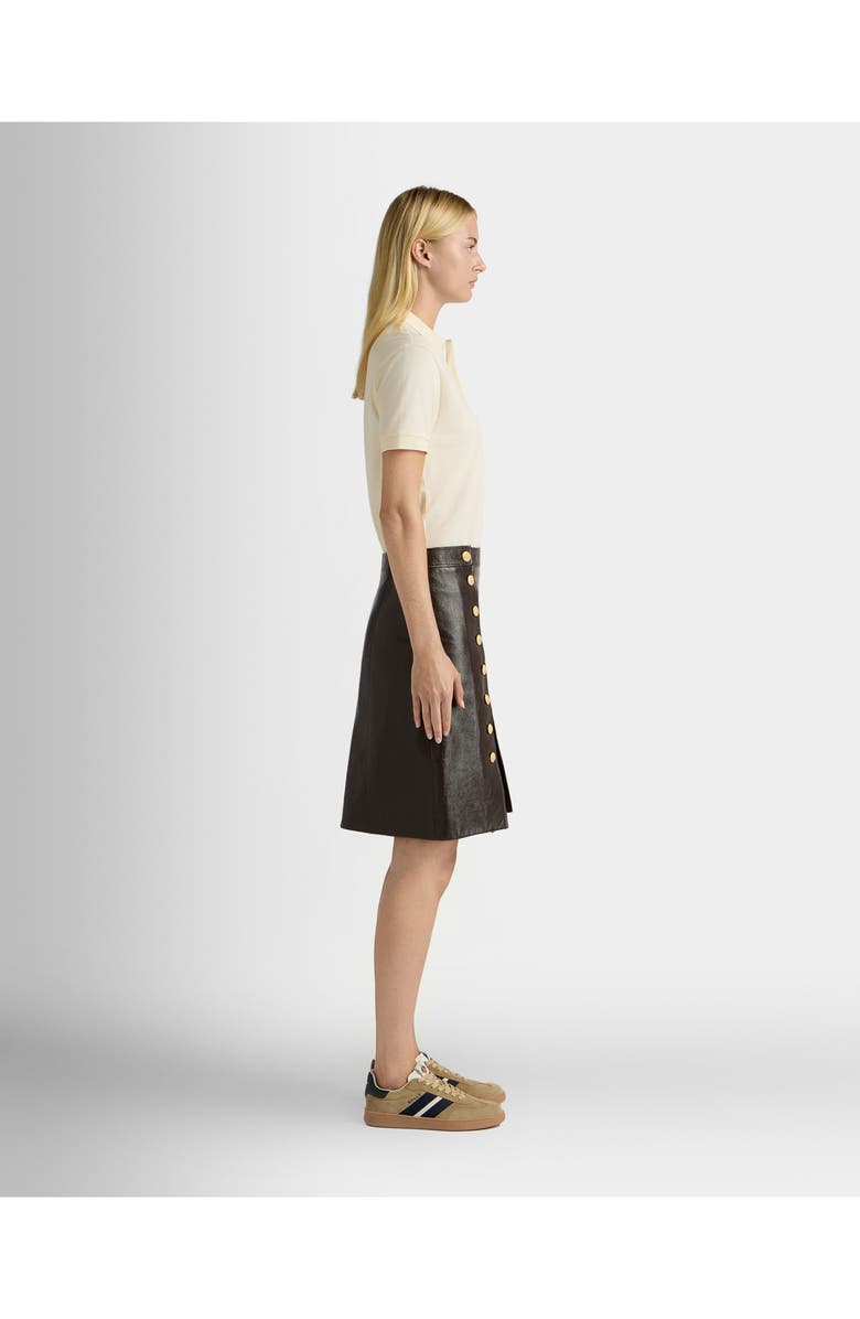 Bally Midi Skirt in Leather, Alternate, color, Brown