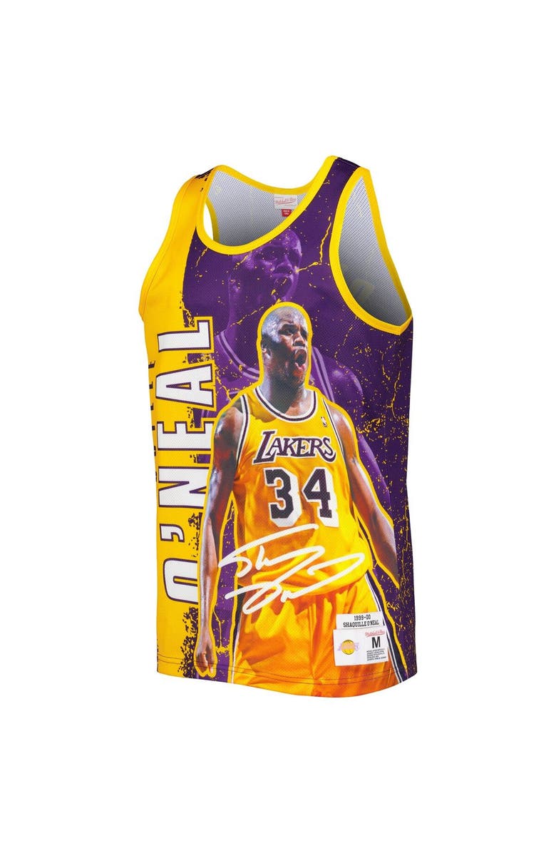 Mitchell & Ness Men's Mitchell & Ness Shaquille O'Neal Purple Los Angeles Lakers 1999-00 Hardwood Classics Player Burst Tank Top, Alternate, color, 