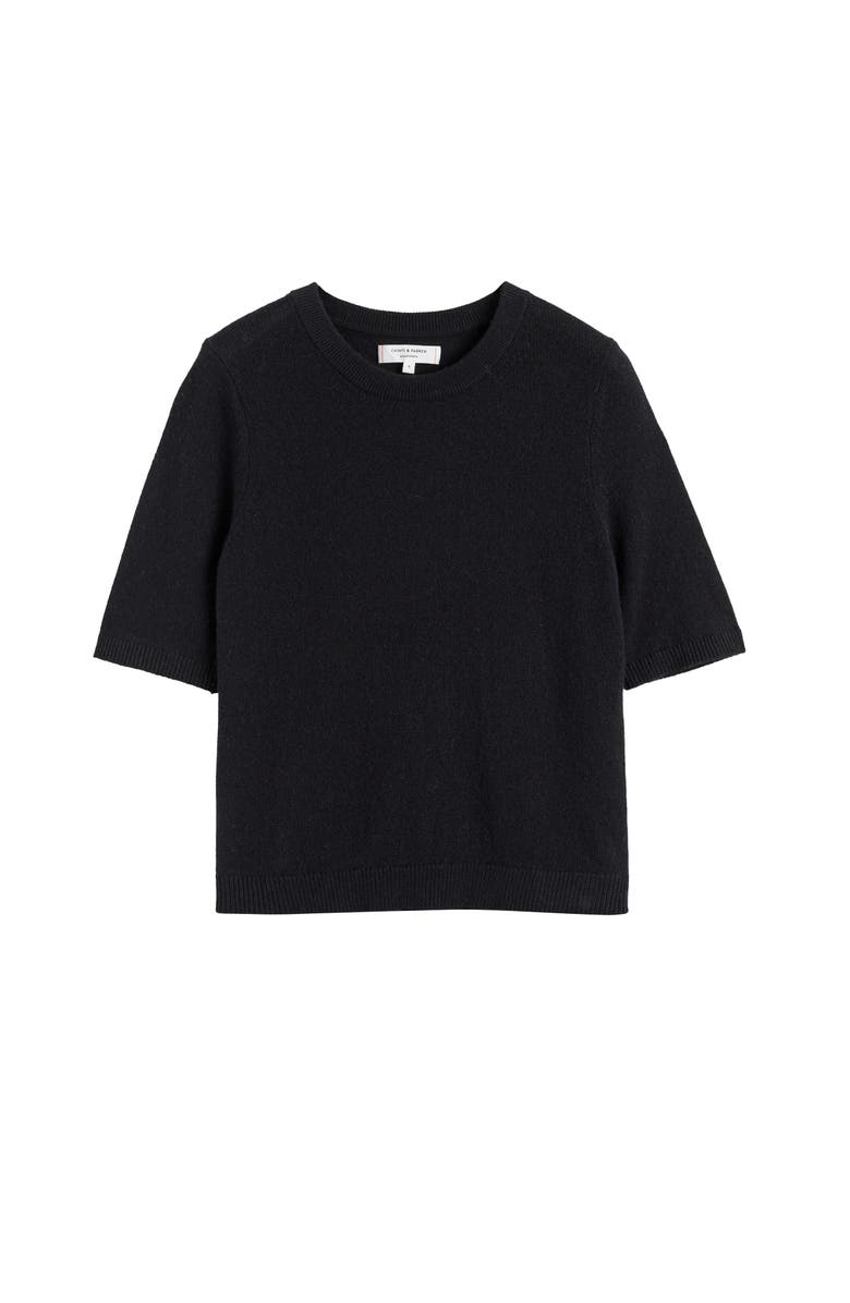 Chinti & Parker Cloud Cashmere Short Sleeve Sweater Tee, Alternate, color, Black