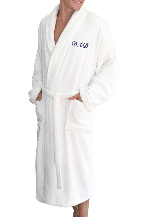 Embroidered 'Dad' White Terry Bathrobe