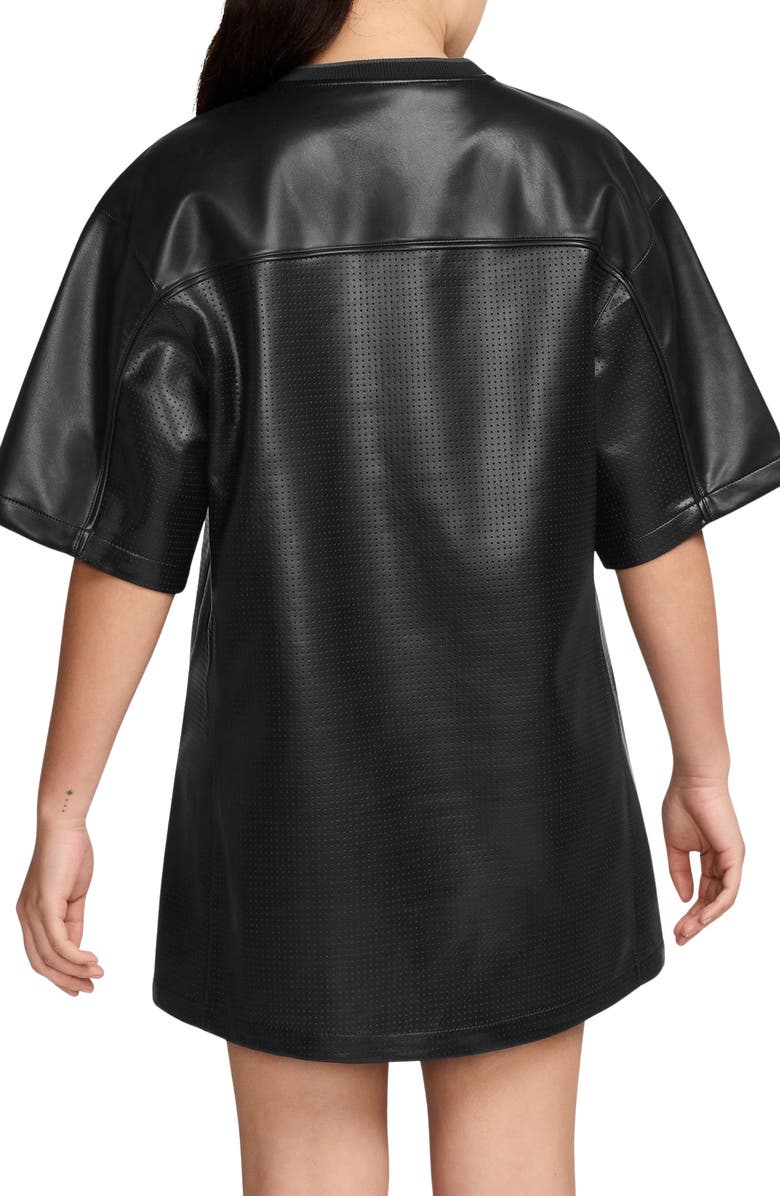 Jordan Faux Leather T-Shirt Dress, Alternate, color, Black