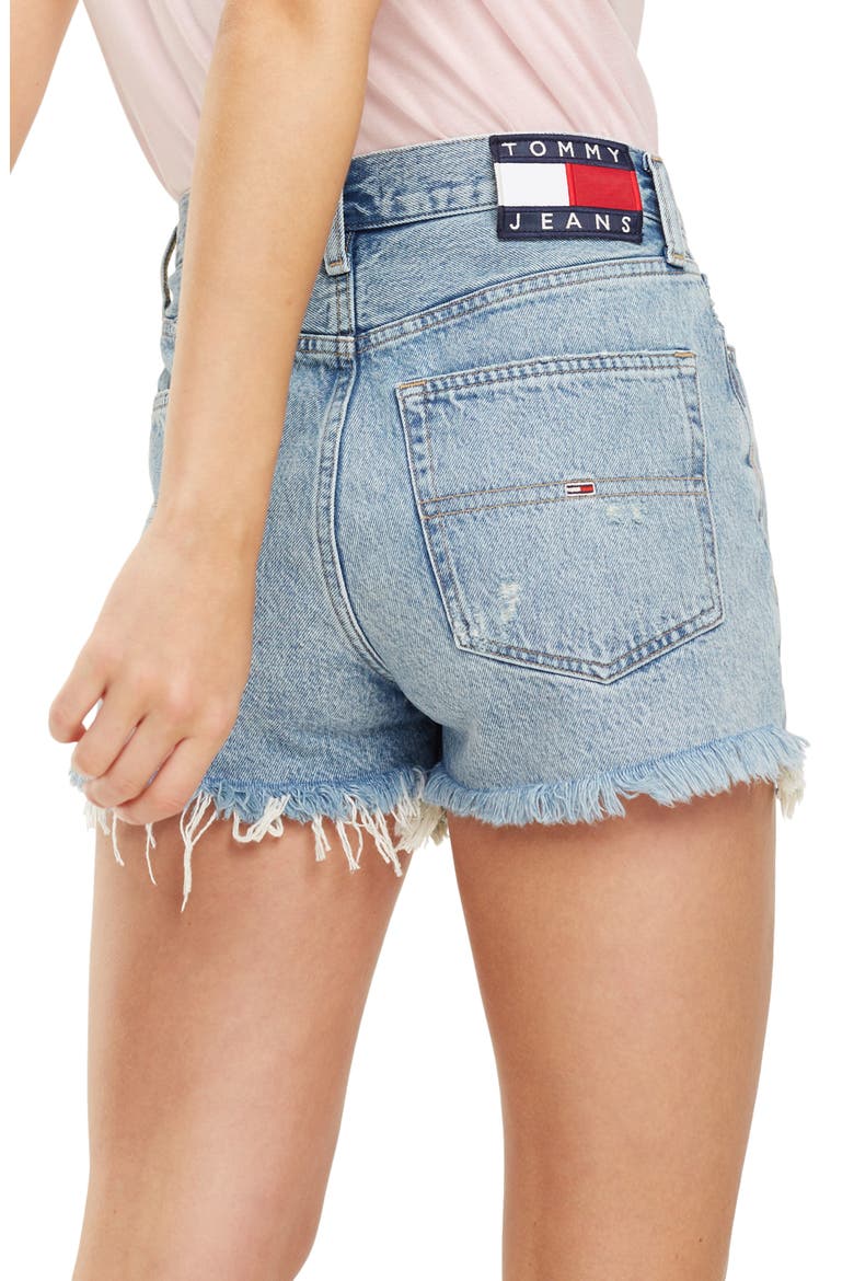 Hot Pant Distressed Denim Shorts, Alternate, color, LITE BLUE