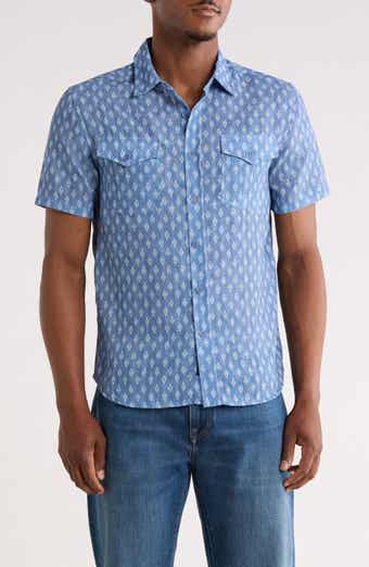 Geometric Print Short Sleeve Button-Up Shirt