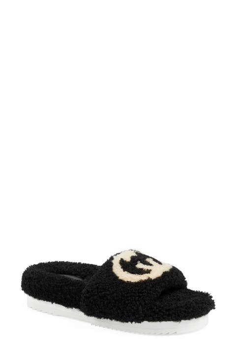 Eileen Logo Genuine Shearling Slide Sandal (Women)