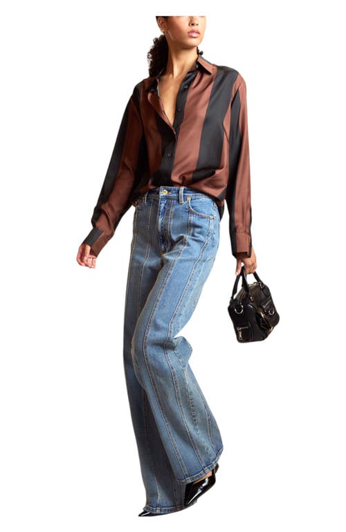 Cynthia Rowley Silk Stripes Button-up Shirt In Multi