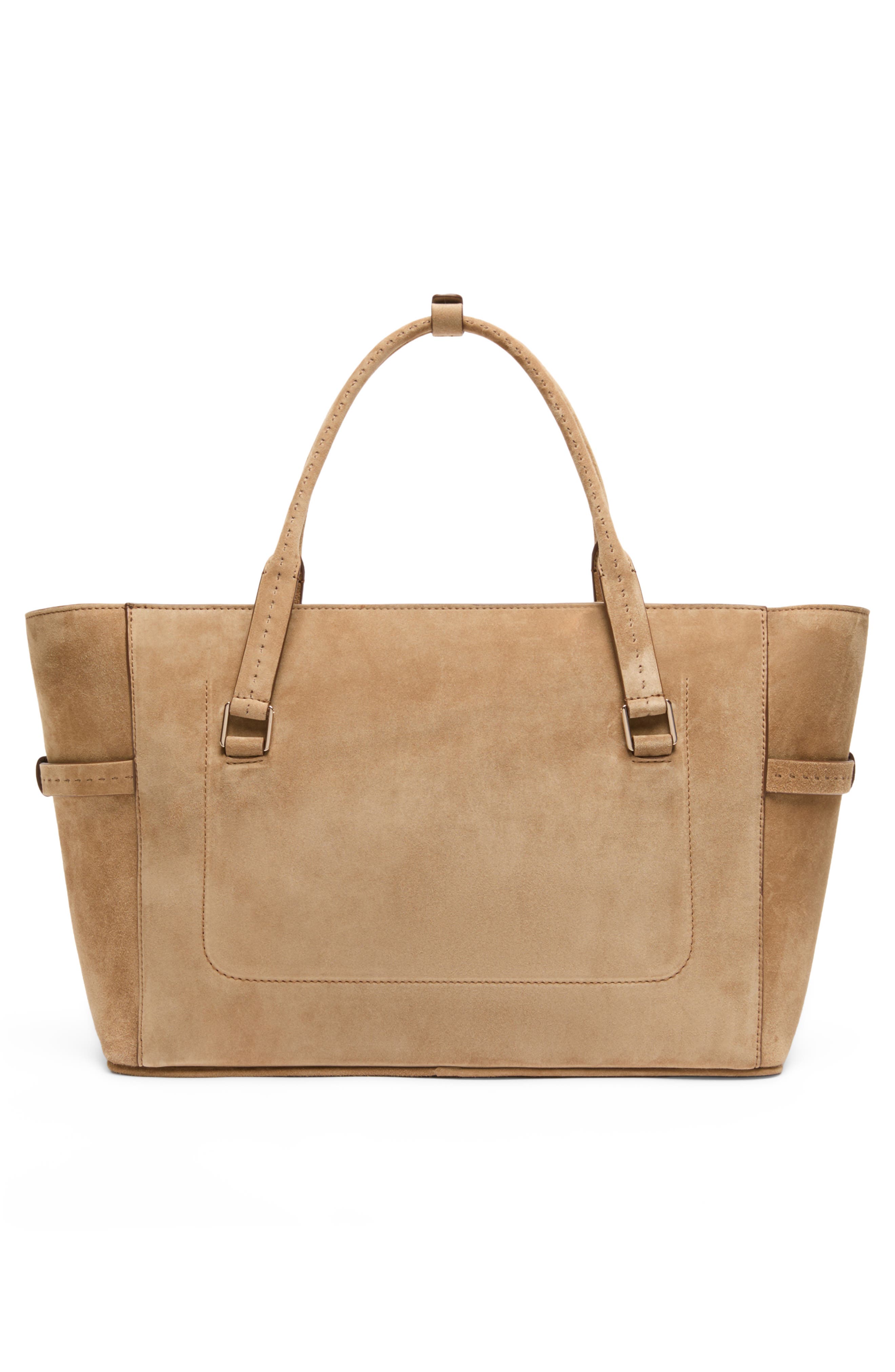 Margaux Soft Suede Tote, Alternate, color, BEIGE