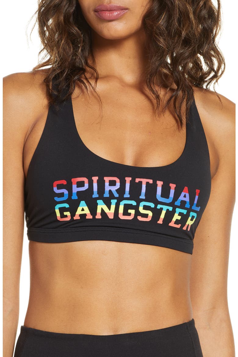 Rainbow Reana Racerback Sports Bra, Main, color, BLACK