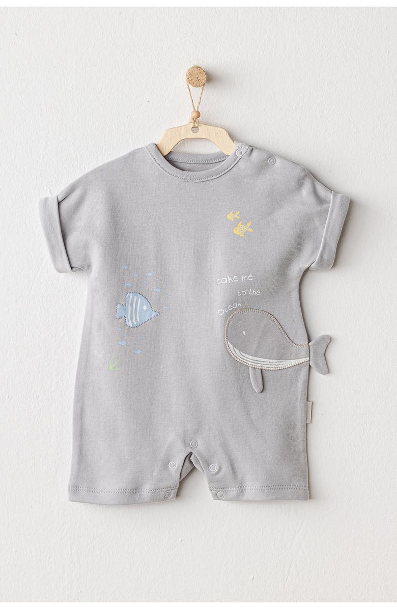 Andy Wawa Happy Ocean Whale Romper, Alternate, color,