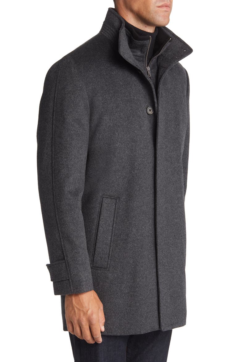 Hudson Bib Insert Wool Car Coat, Alternate, color, GREY PHANTOM MARL