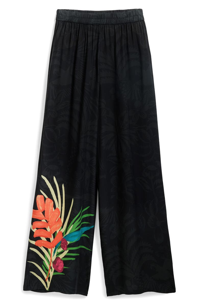 Desigual Elastic Waist Wide Leg Cover-Up Pants, Alternate, color, Black