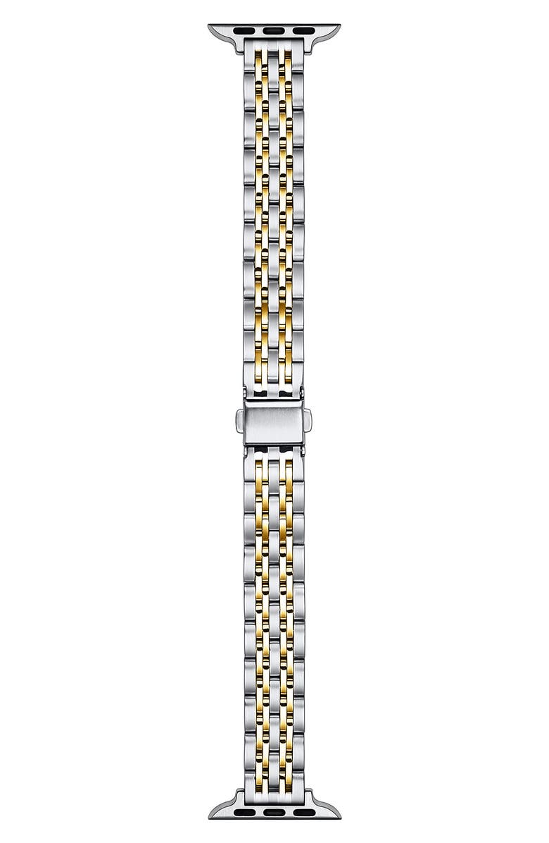 The Posh Tech Rainey Skinny Stainless Steel Apple Watch<sup>®</sup> Watchband, Main, color, Silver/Gold