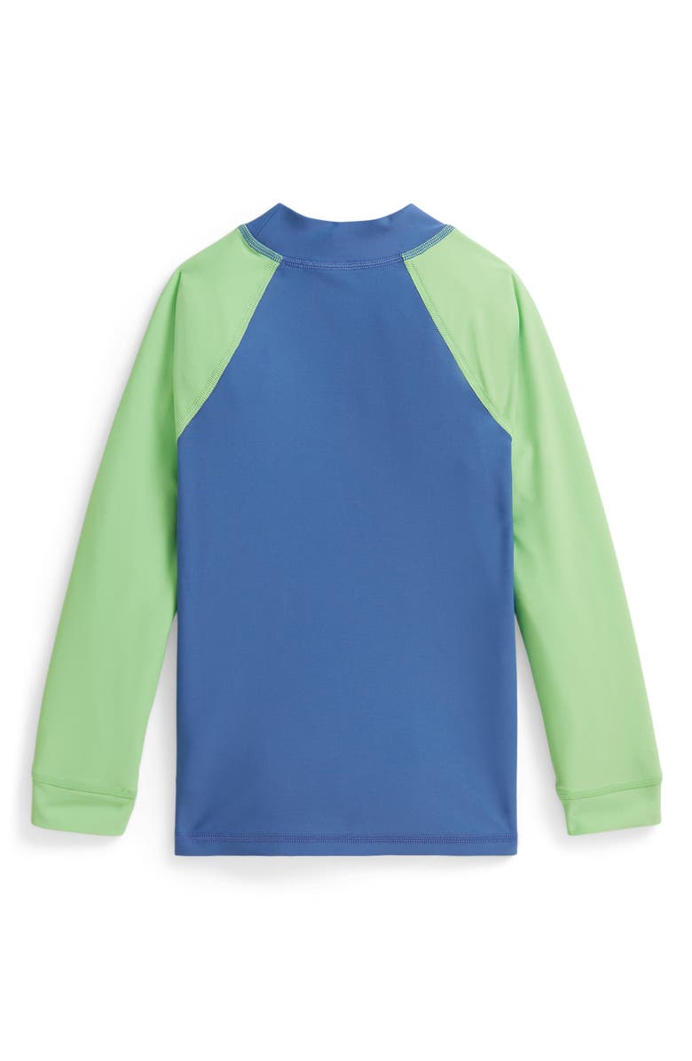 Polo Ralph Lauren Kids' Long Sleeve Performance Rashguard, Alternate, color, Bai Blue/ Lime