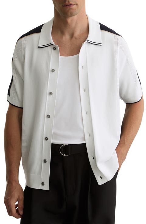 Farley Colorblock Short Sleeve Knit Button-Up Shirt