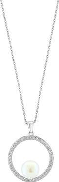 EFFY Sterling Silver White Sapphire & Freshwater Pearl Pendant Necklace